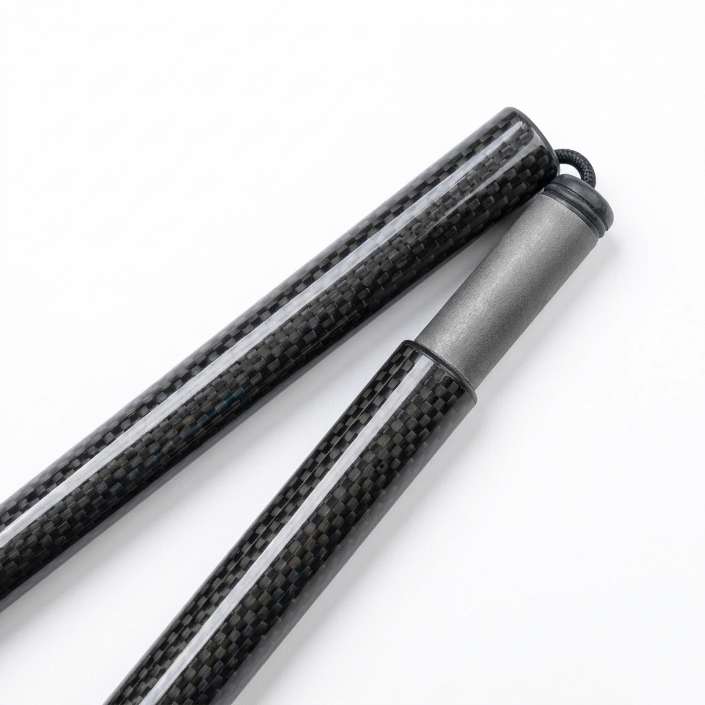 Carbon Fiber Foldable Cane with Ergonomic Wood Handle, Wrist Strap - Includes Carrying Case