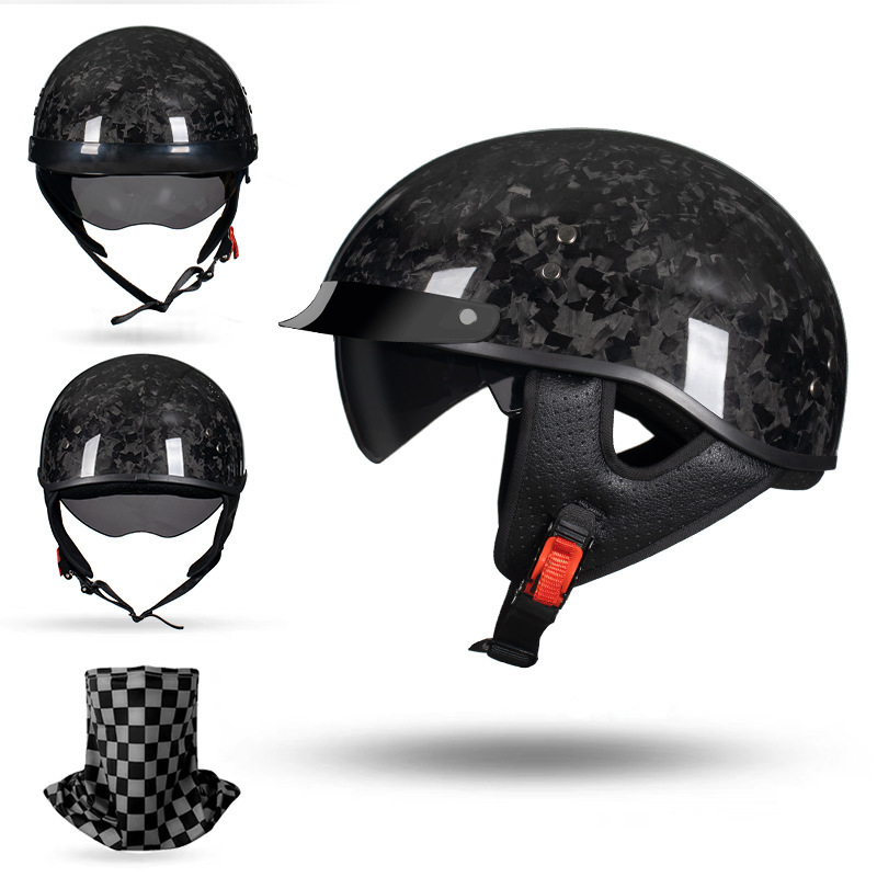 Carbon Fiber Open Face Motorcycle Half Helmet