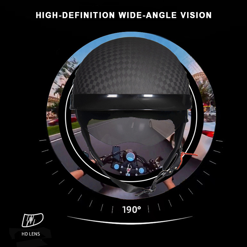 Carbon Fiber Open Face Motorcycle Half Helmet