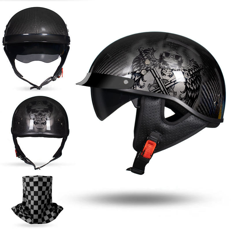 Carbon Fiber Open Face Motorcycle Half Helmet