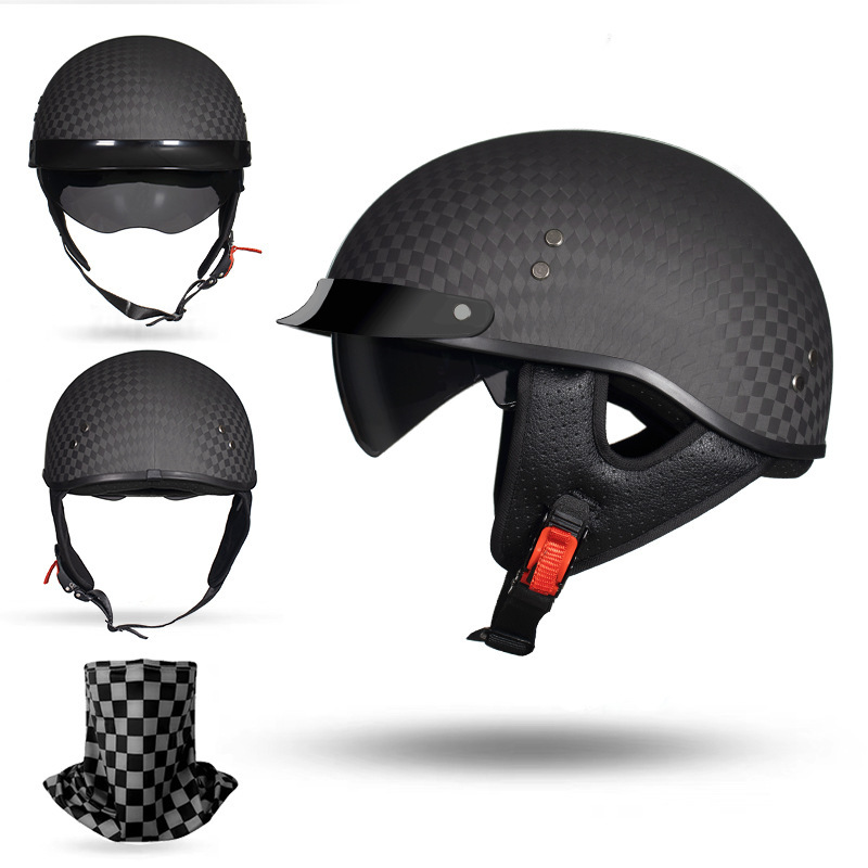 Carbon Fiber Open Face Motorcycle Half Helmet