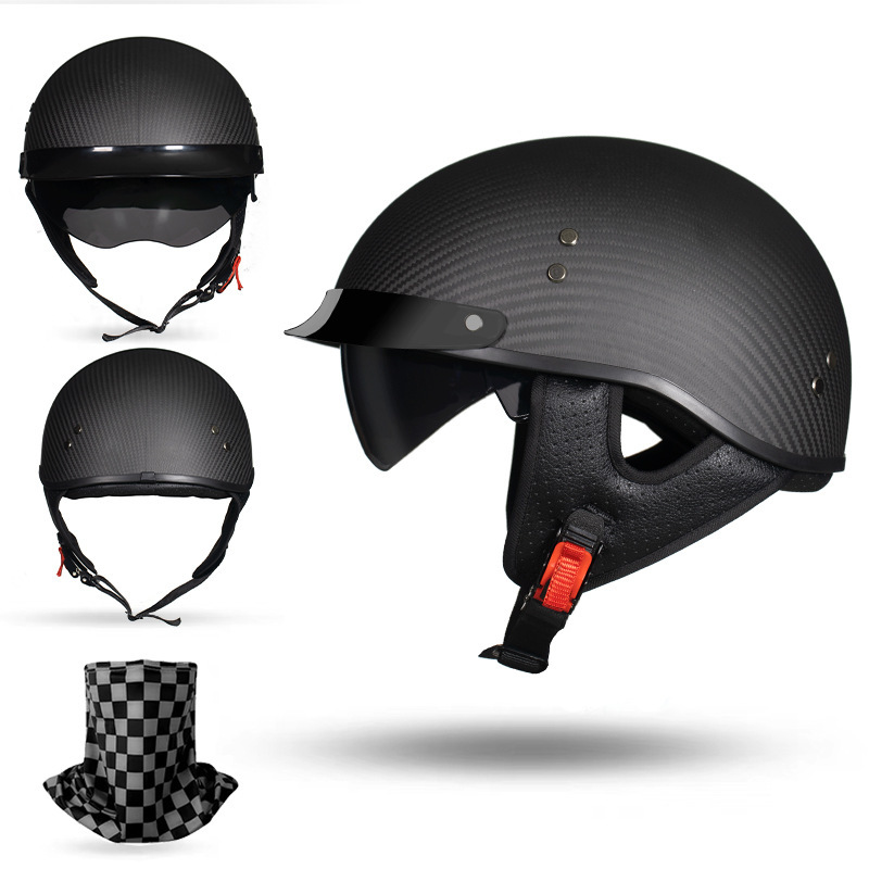 Carbon Fiber Open Face Motorcycle Half Helmet