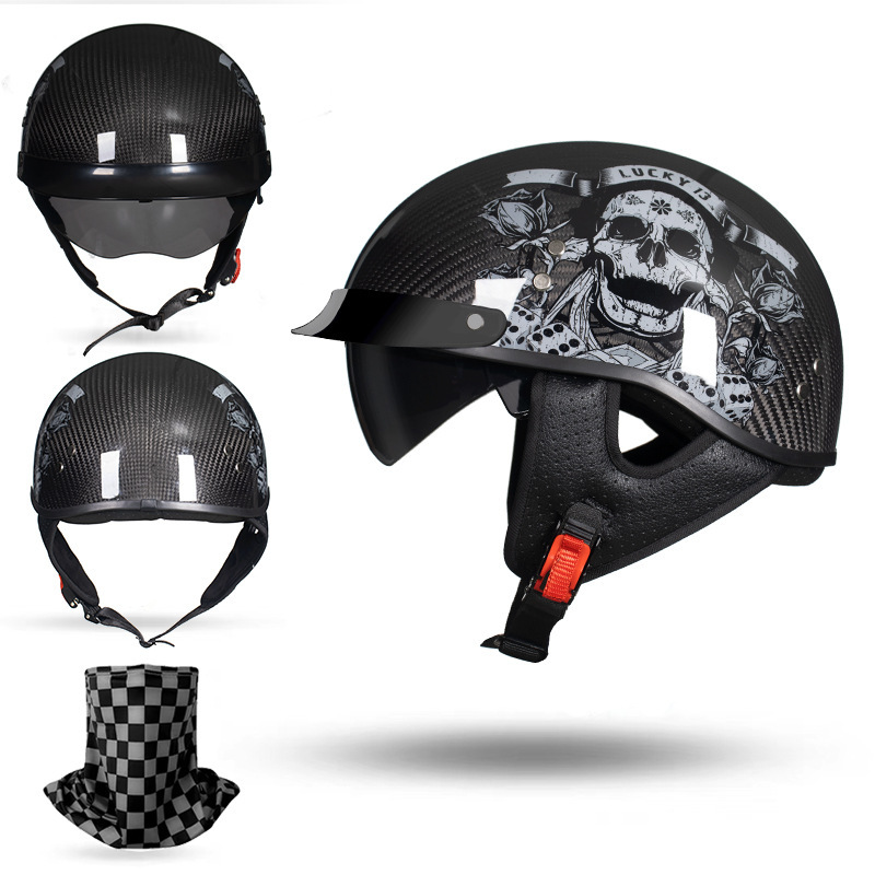 Carbon Fiber Open Face Motorcycle Half Helmet