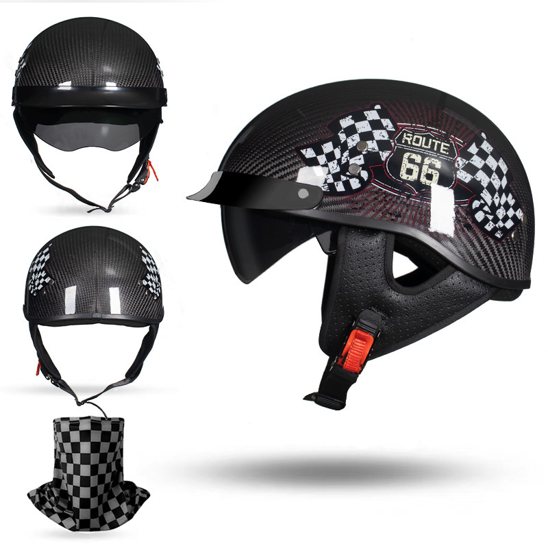 Carbon Fiber Open Face Motorcycle Half Helmet