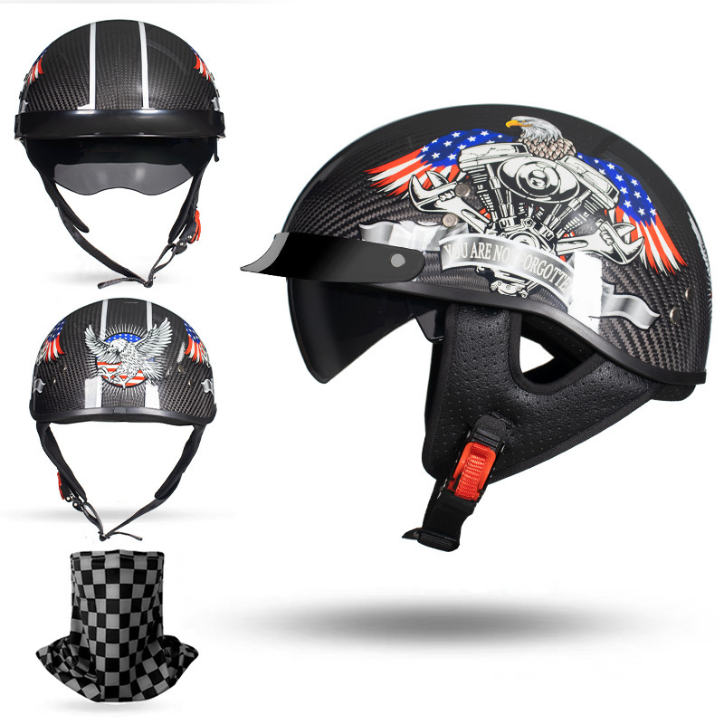 Carbon Fiber Open Face Motorcycle Half Helmet