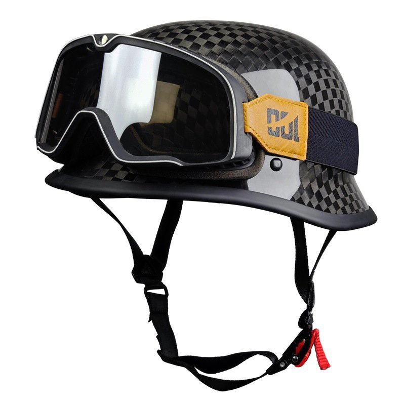 Carbon Fiber Motorcycle Half Helmet With Goggles