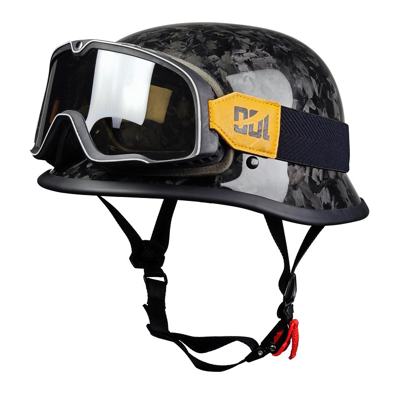 Carbon Fiber Motorcycle Half Helmet With Goggles