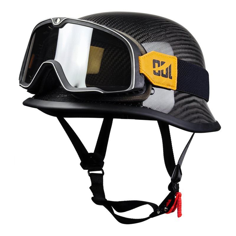 Carbon Fiber Motorcycle Half Helmet With Goggles