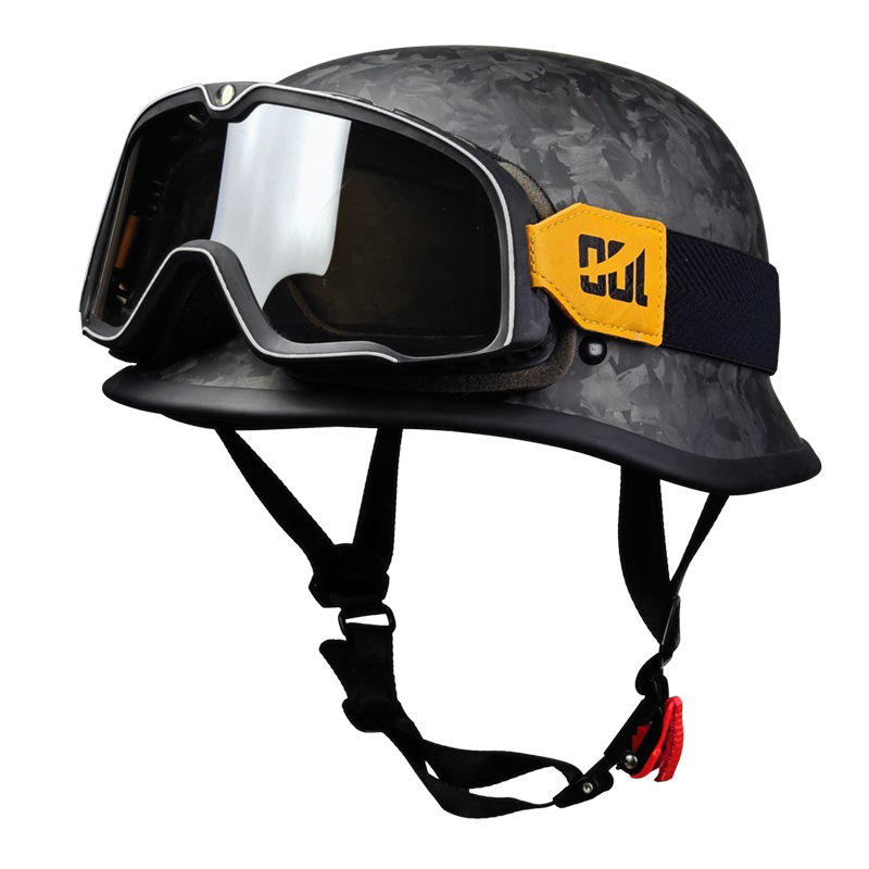 Carbon Fiber Motorcycle Half Helmet With Goggles