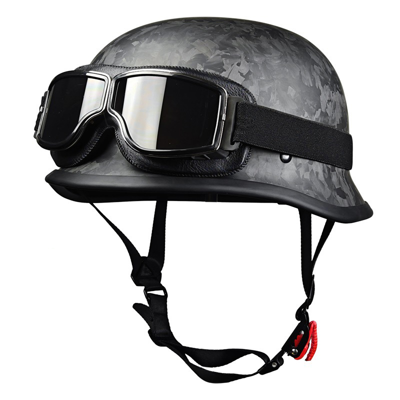 Carbon Fiber Motorcycle Half Helmet With Goggles