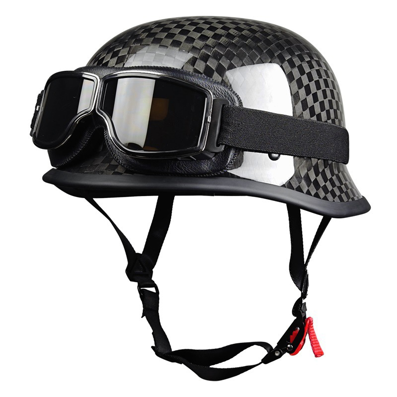 Carbon Fiber Motorcycle Half Helmet With Goggles