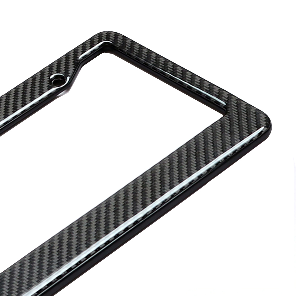 Black Glossy Carbon Fiber License Plate Frame 2 Pack