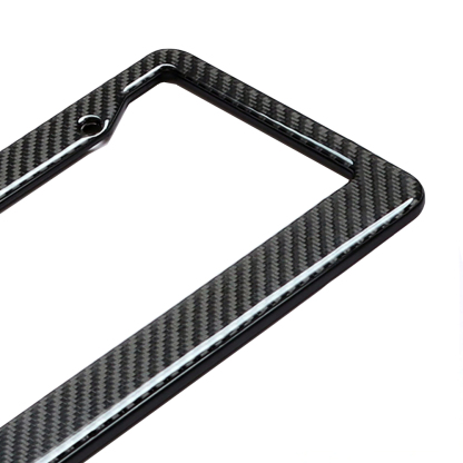 Black Glossy Carbon Fiber License Plate Frame 2 Pack