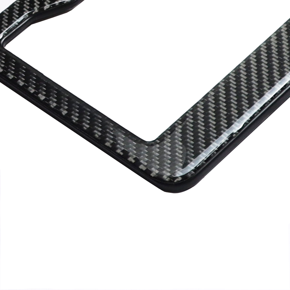 Black Glossy Carbon Fiber License Plate Frame 2 Pack