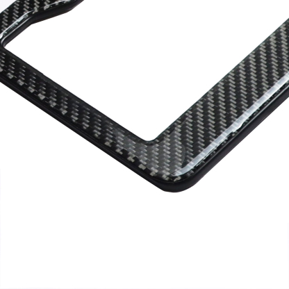 Black Glossy Carbon Fiber License Plate Frame 2 Pack