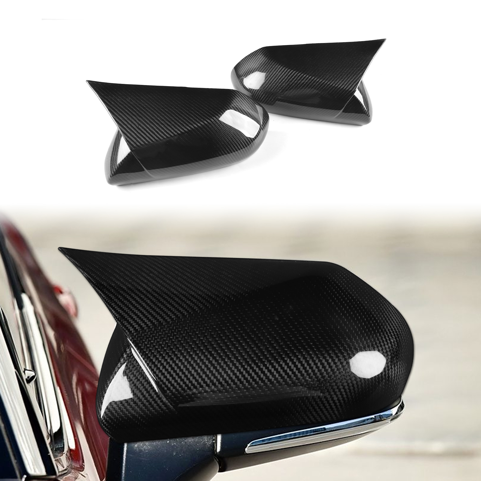 Carbon Fiber Look Rearview Mirror Cover Cap Compatible with Toyota Camry 2018-2024