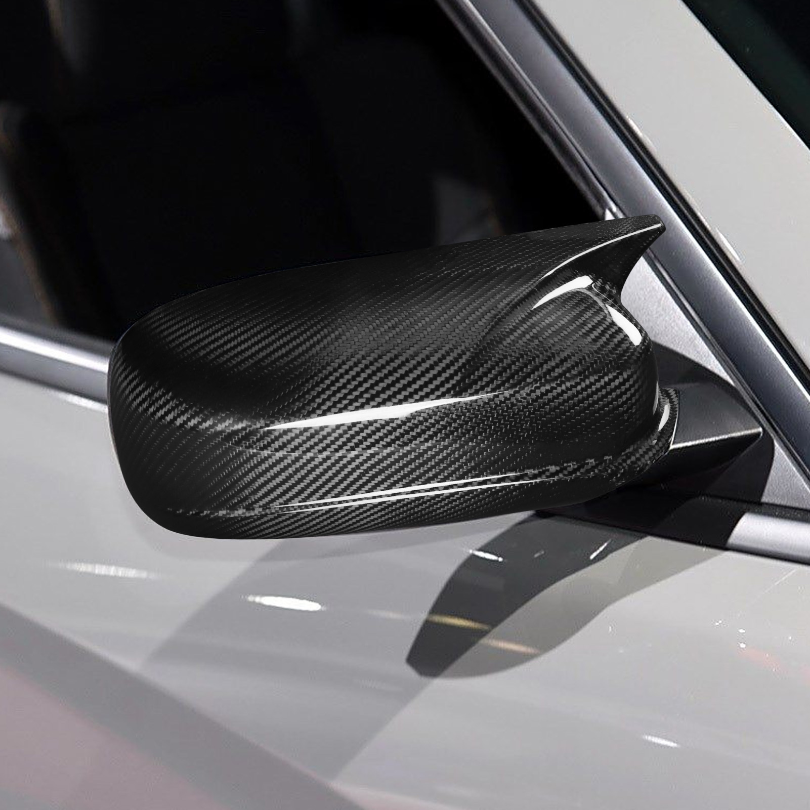 Carbon Fiber Look Rearview Mirror Cover Cap Compatible with 2011-2021 Dodge Charger Chrysler 300C