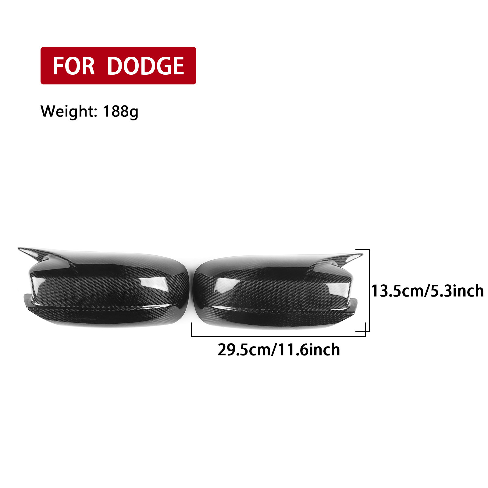 Carbon Fiber Look Rearview Mirror Cover Cap Compatible with 2011-2021 Dodge Charger Chrysler 300C