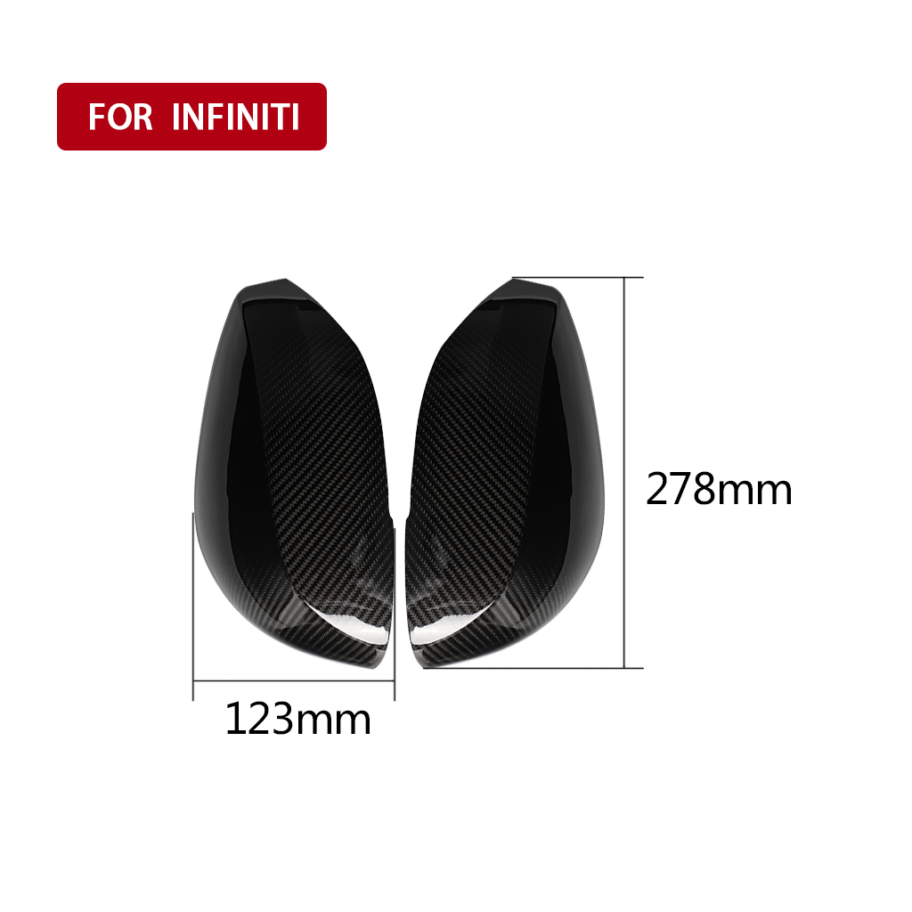 Carbon Fiber Look Rearview Mirror Cover Cap Compatible with Infiniti Q50 2014-2019