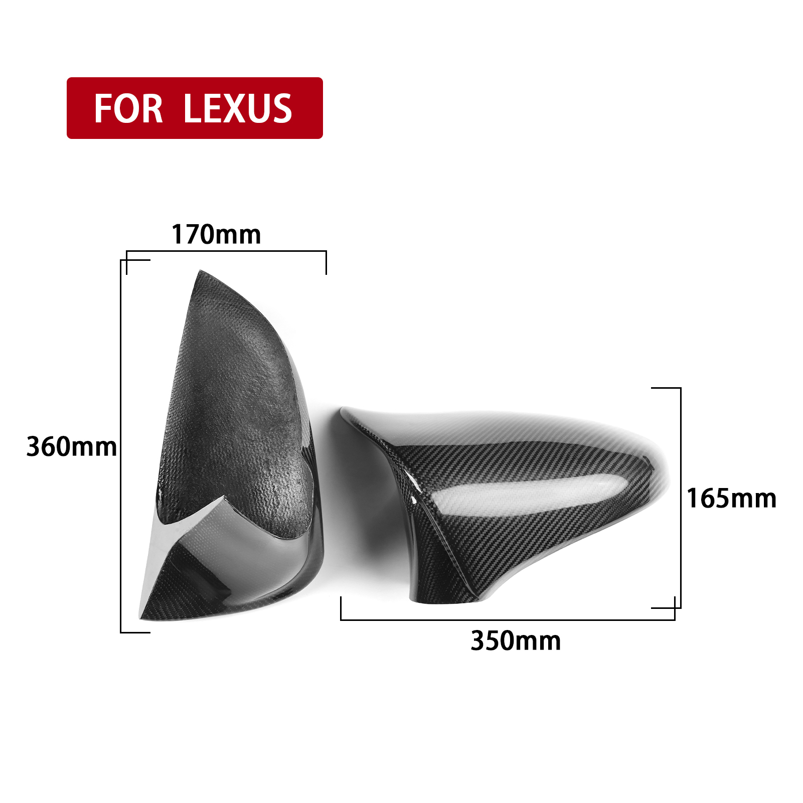 Carbon Fiber Look Rearview Mirror Cover Cap Compatible with Lexus 2014-2020 IS ES LS GS CE RC