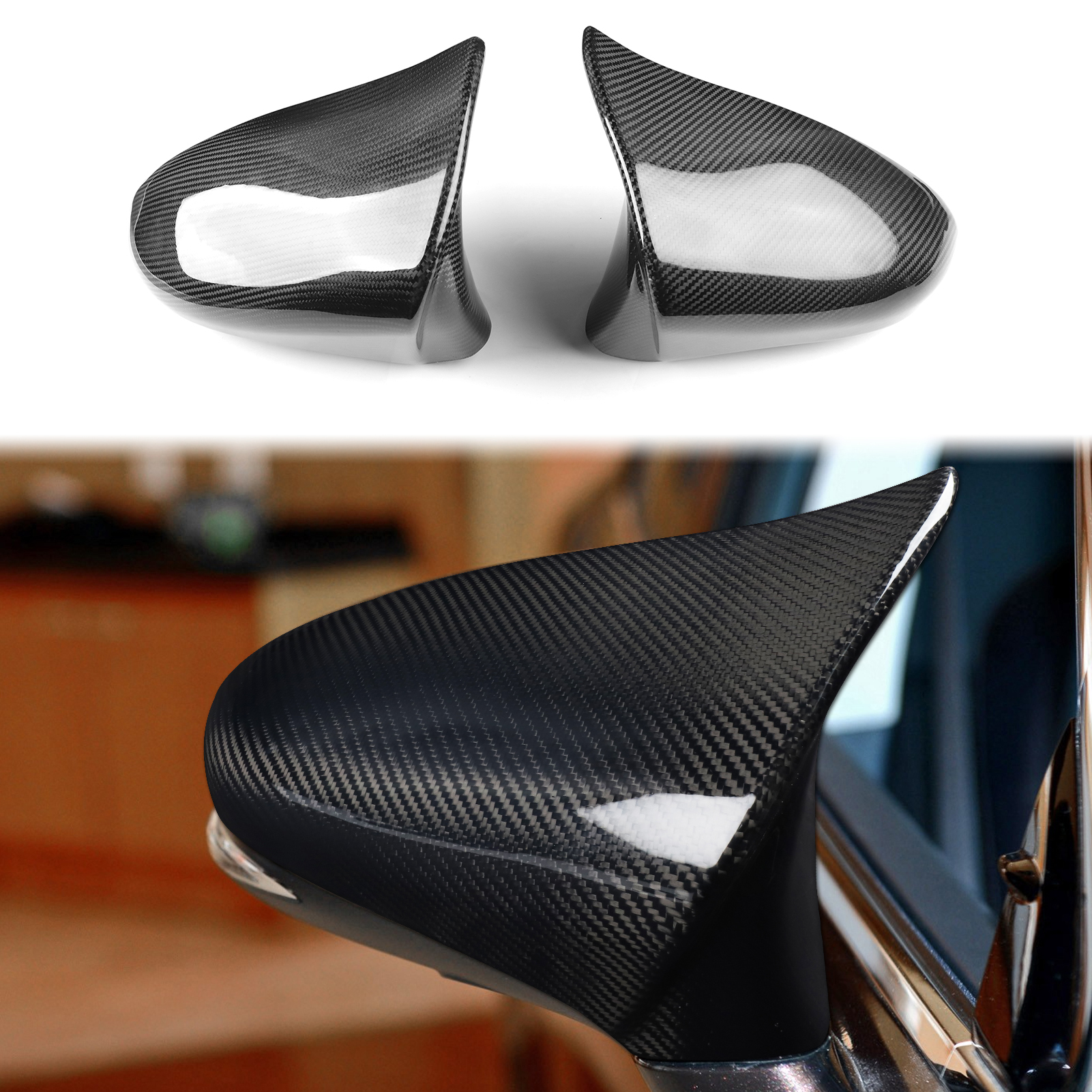 Carbon Fiber Look Rearview Mirror Cover Cap Compatible with Lexus 2014-2020 IS ES LS GS CE RC