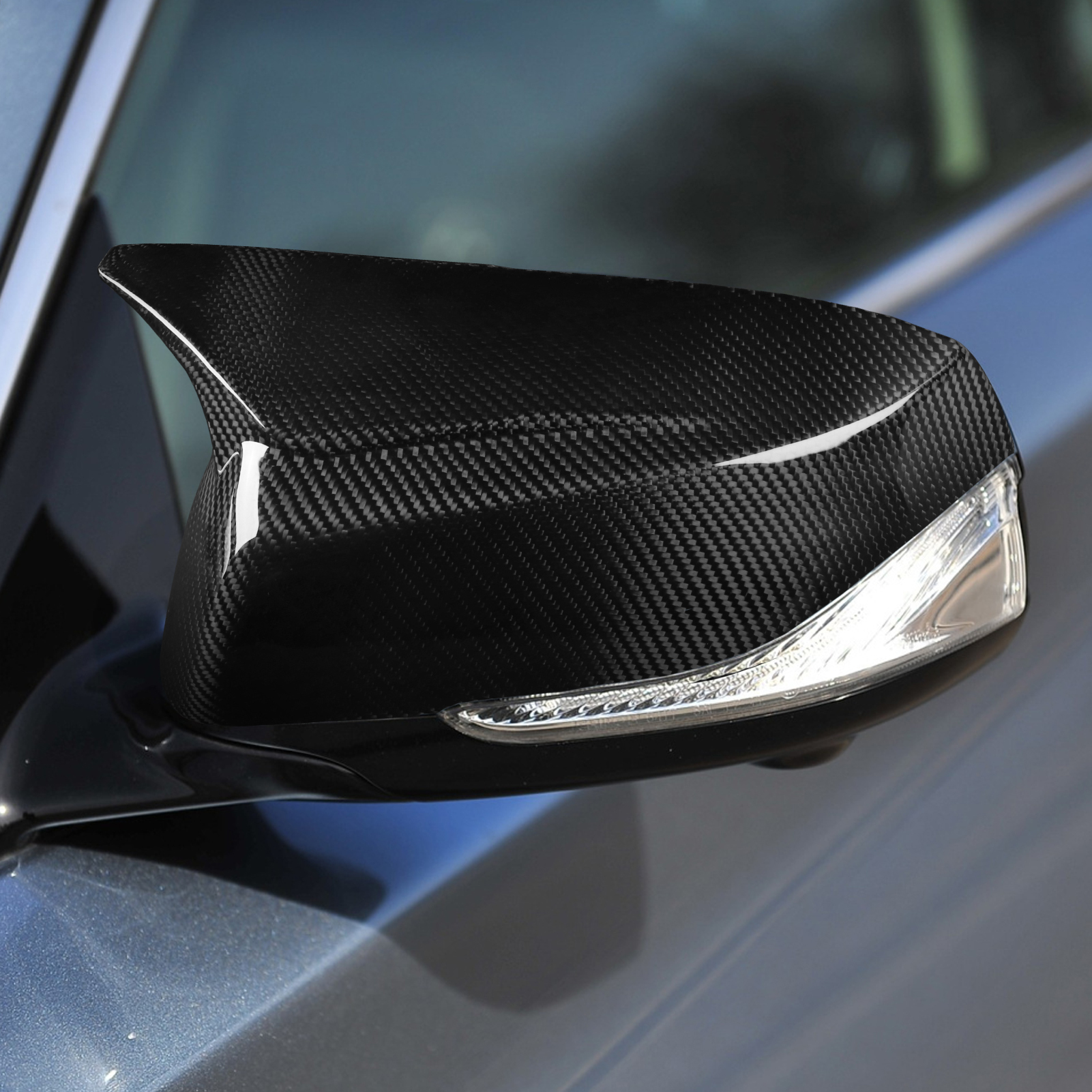 Carbon Fiber Look Rearview Mirror Cover Cap Fits 2014-2024 Infiniti Q50 Q60 Direct Replacement