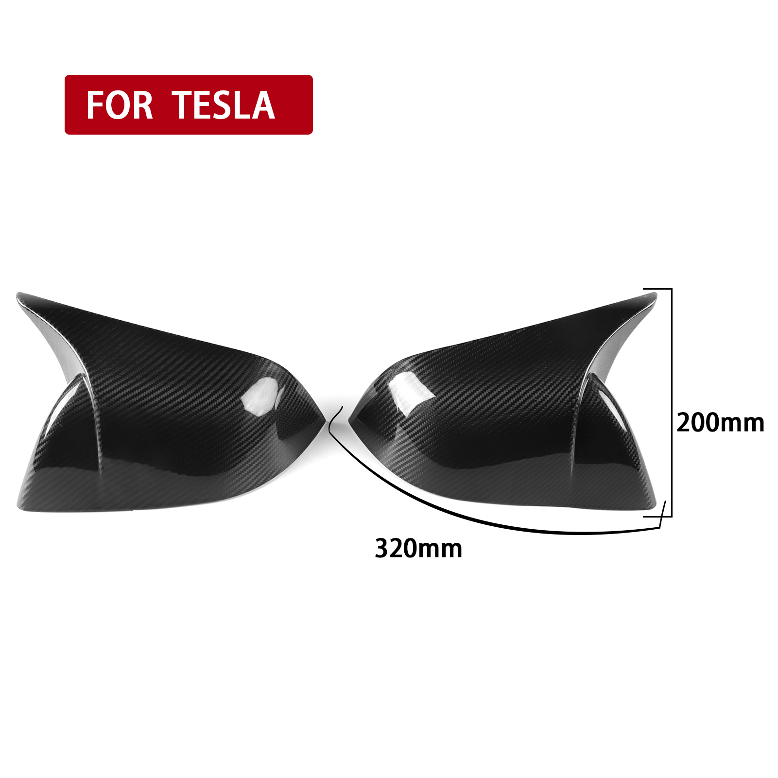 Carbon Fiber Look Rearview Mirror Cover Cap Fits 2017-2023 Tesla Model 3 Direct Replacement