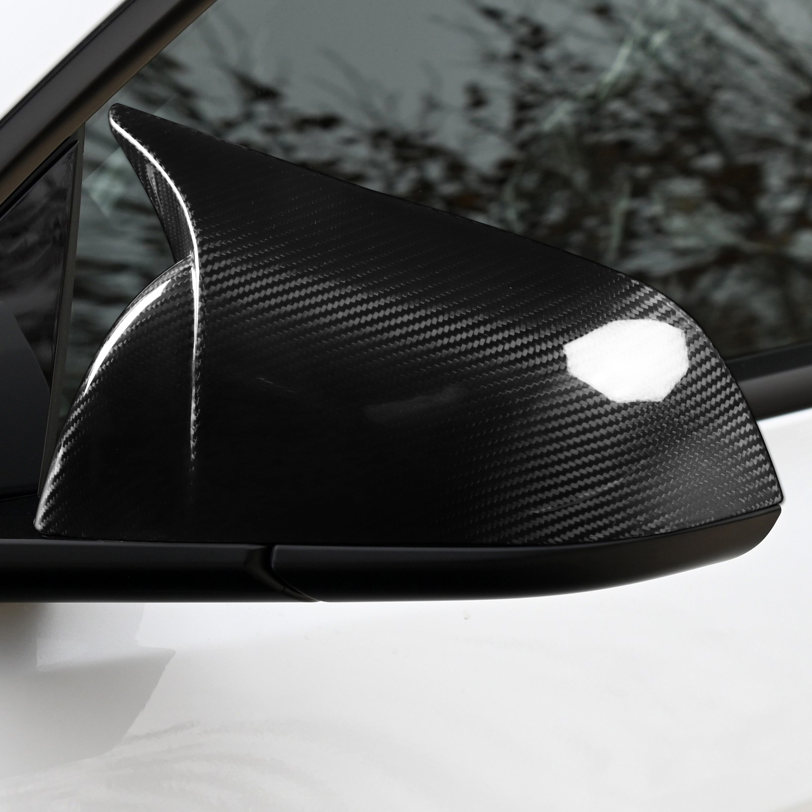 Carbon Fiber Look Rearview Mirror Cover Cap Fits 2017-2023 Tesla Model 3 Direct Replacement