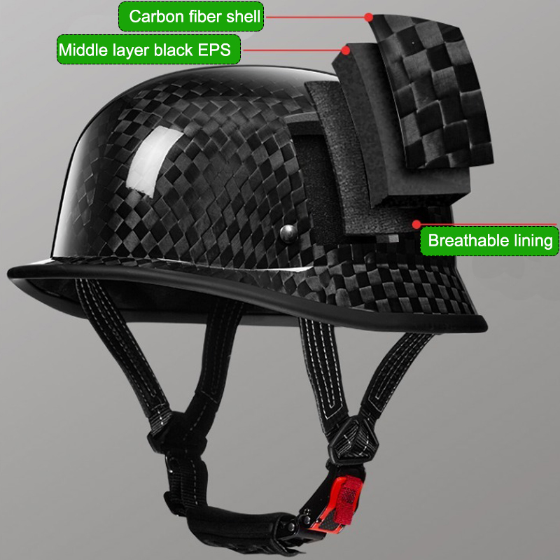 Carbon Fiber Motorcycle Half Helmet – Lightweight & Durable for Men & Women