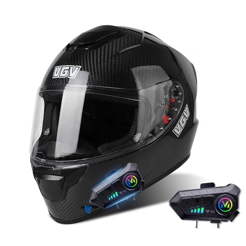 Carbon Fiber Motorcycle Helmet With Bluetooth