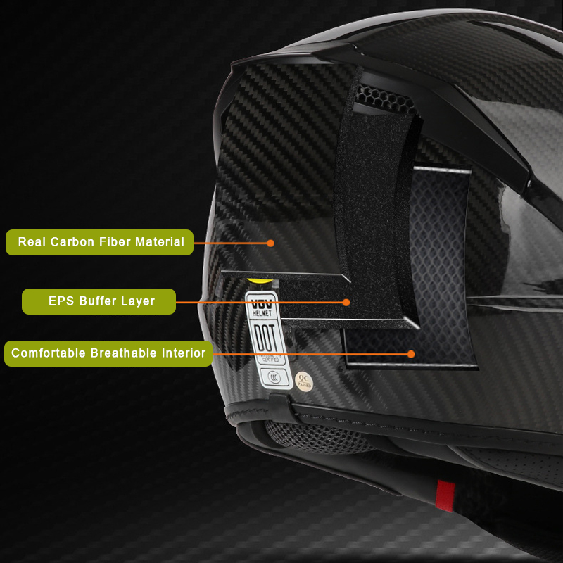 Carbon Fiber Motorcycle Helmet With Bluetooth