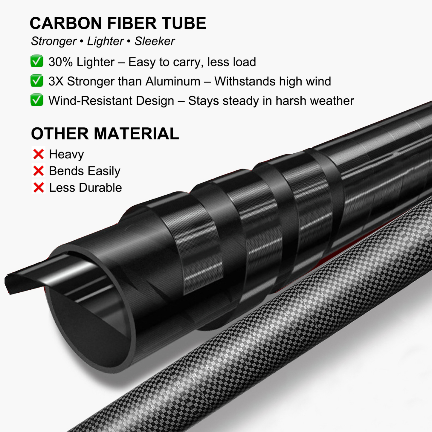 Carbon Fiber Telescoping Flag Pole 3–6 FT – Lightweight, Durable & Wind-Resistant