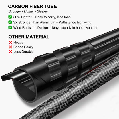 Carbon Fiber Telescoping Flag Pole 3–6 FT – Lightweight, Durable & Wind-Resistant