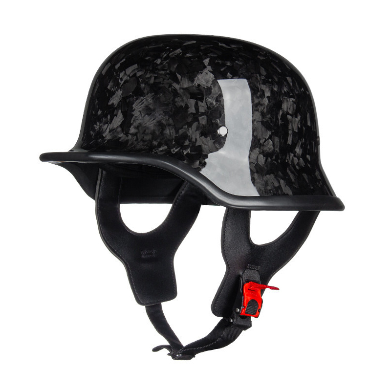 Carbon Fiber Vintage Retro Cruiser Motorcycle Half Helmet Open Face