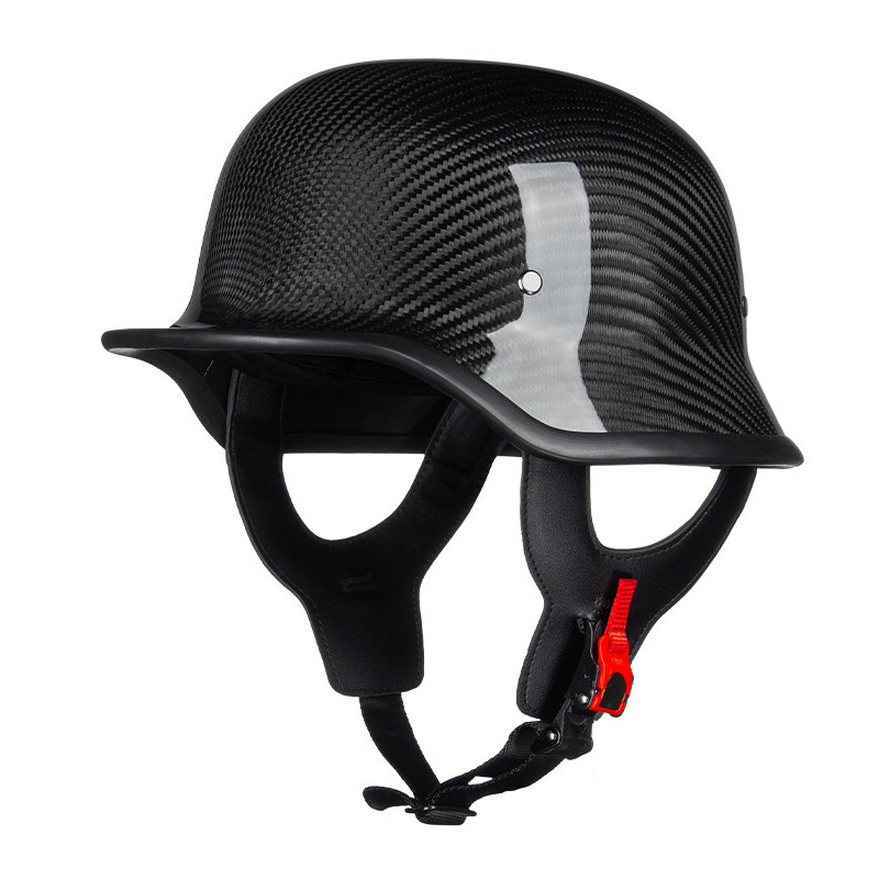 Carbon Fiber Vintage Retro Cruiser Motorcycle Half Helmet Open Face