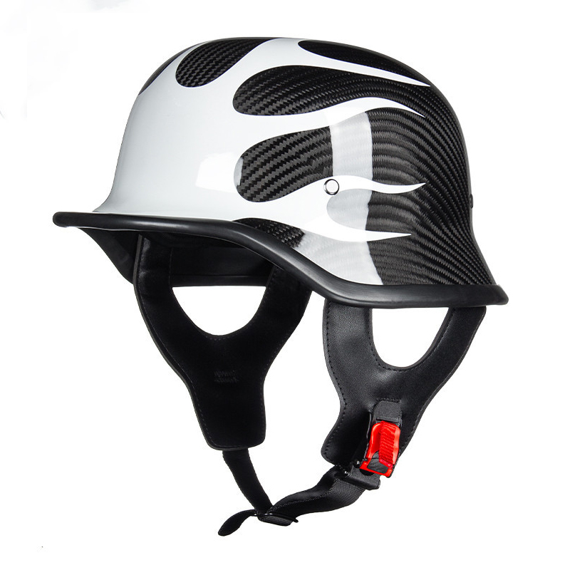 Carbon Fiber Vintage Retro Cruiser Motorcycle Half Helmet Open Face