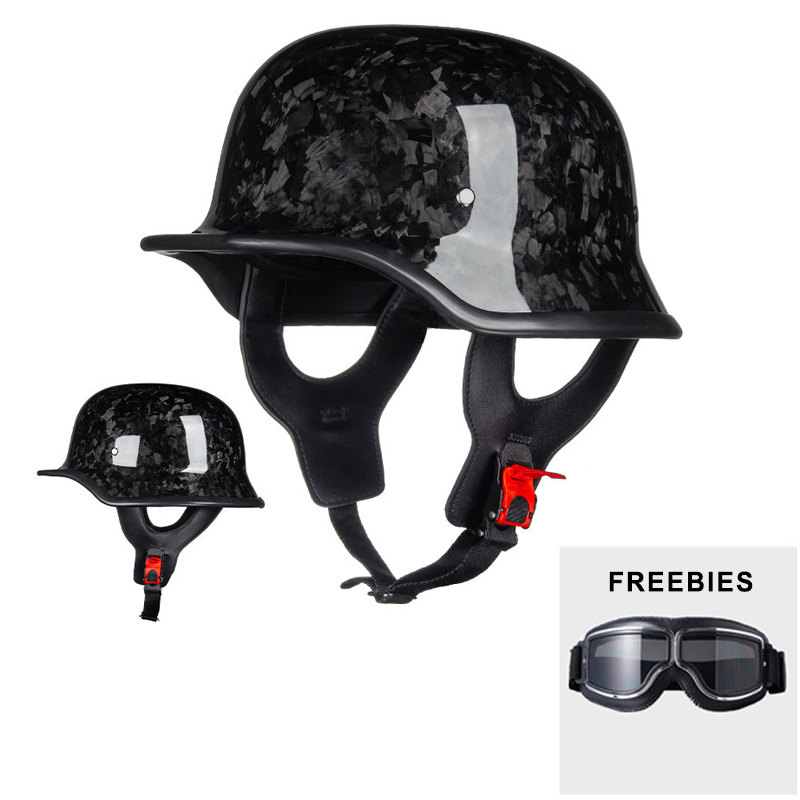 Carbon Fiber Vintage Retro Cruiser Motorcycle Half Helmet Open Face