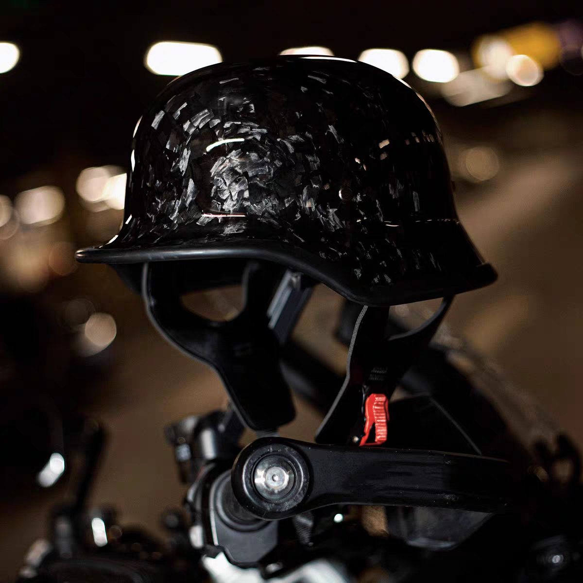 Carbon Fiber Vintage Retro Cruiser Motorcycle Half Helmet Open Face
