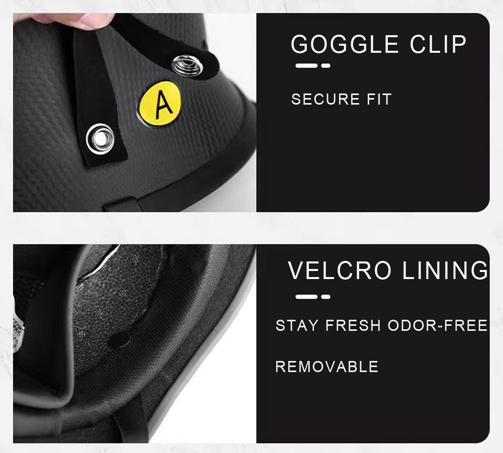 Carbon Fiber Motorcycle Half Helmet With Goggles