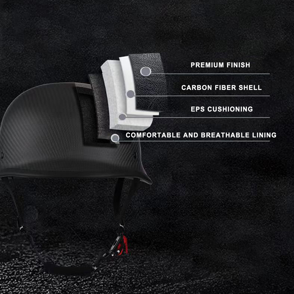 Carbon Fiber Motorcycle Half Helmet With Goggles