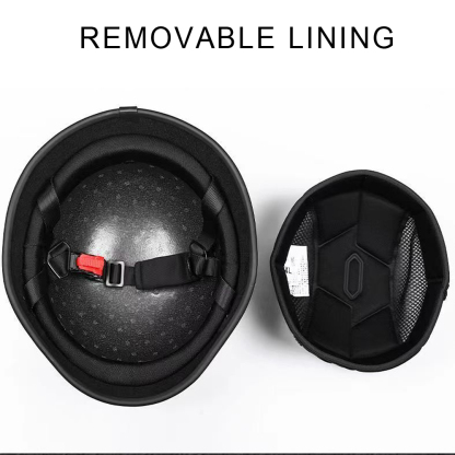 Carbon Fiber Vintage Soldier Motorcycle Helmet - German Style Half Helmet for Electric Scooter, Cruiser, and Motorbike - DOT Approved Safety Helmet