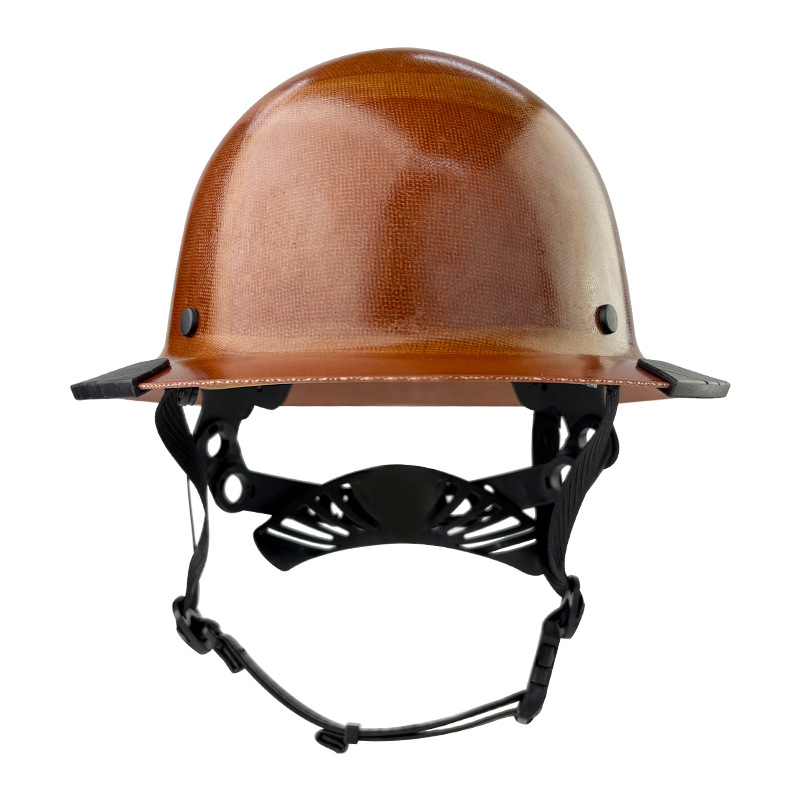 Fiberglass Full Brim Hard Hat, 6 Point Ratchet Suspension
