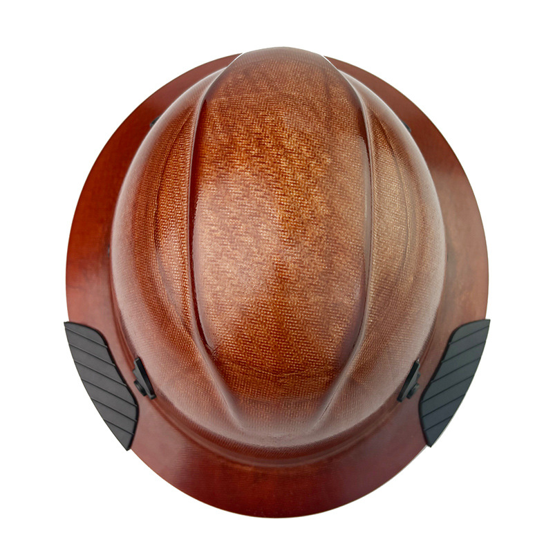 Fiberglass Full Brim Hard Hat with Built-In Safety Goggles, 6 Point Ratchet Suspension