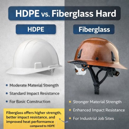Fiberglass Full Brim Hard Hat with Built-In Safety Goggles, 6 Point Ratchet Suspension