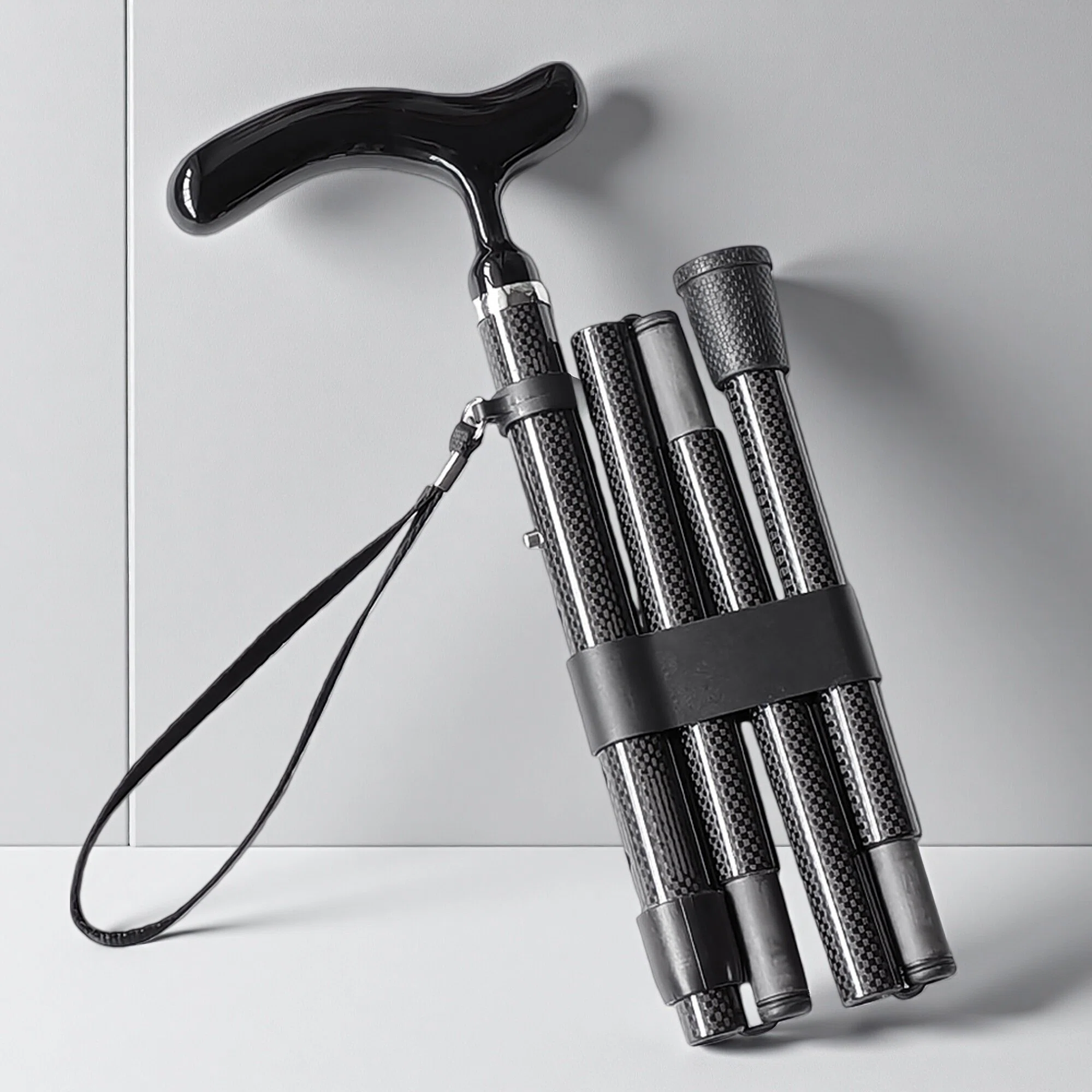 Folding Carbon Fiber Cane 5 Level Adjustable Height