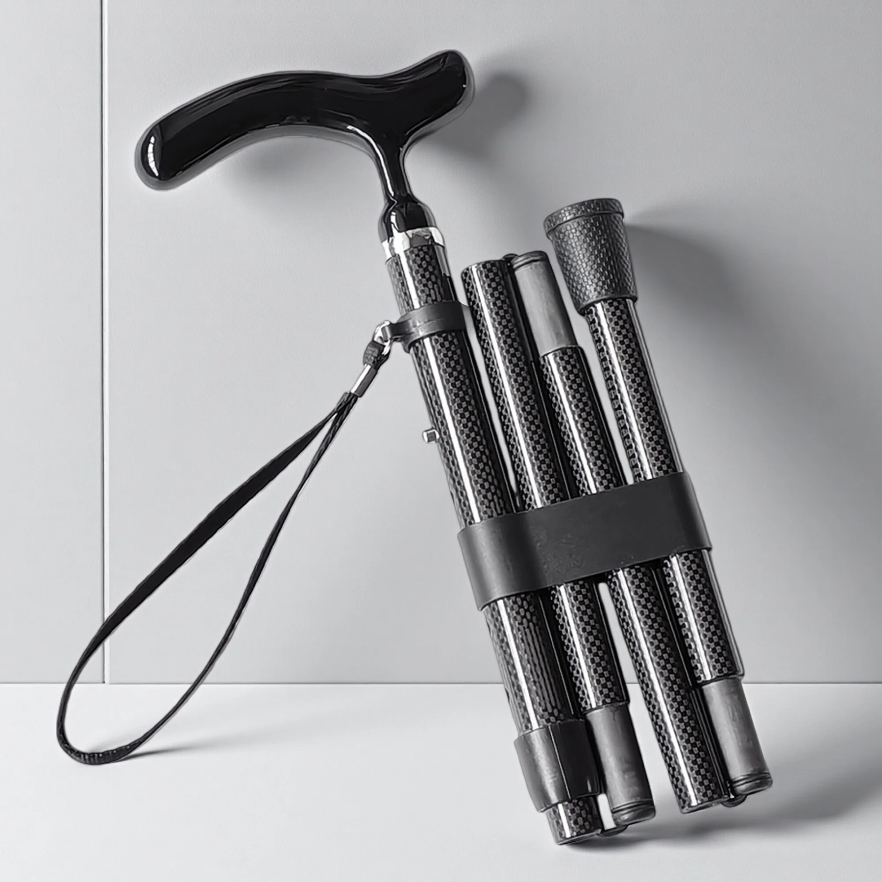 Folding Carbon Fiber Cane 5 Level Adjustable Height