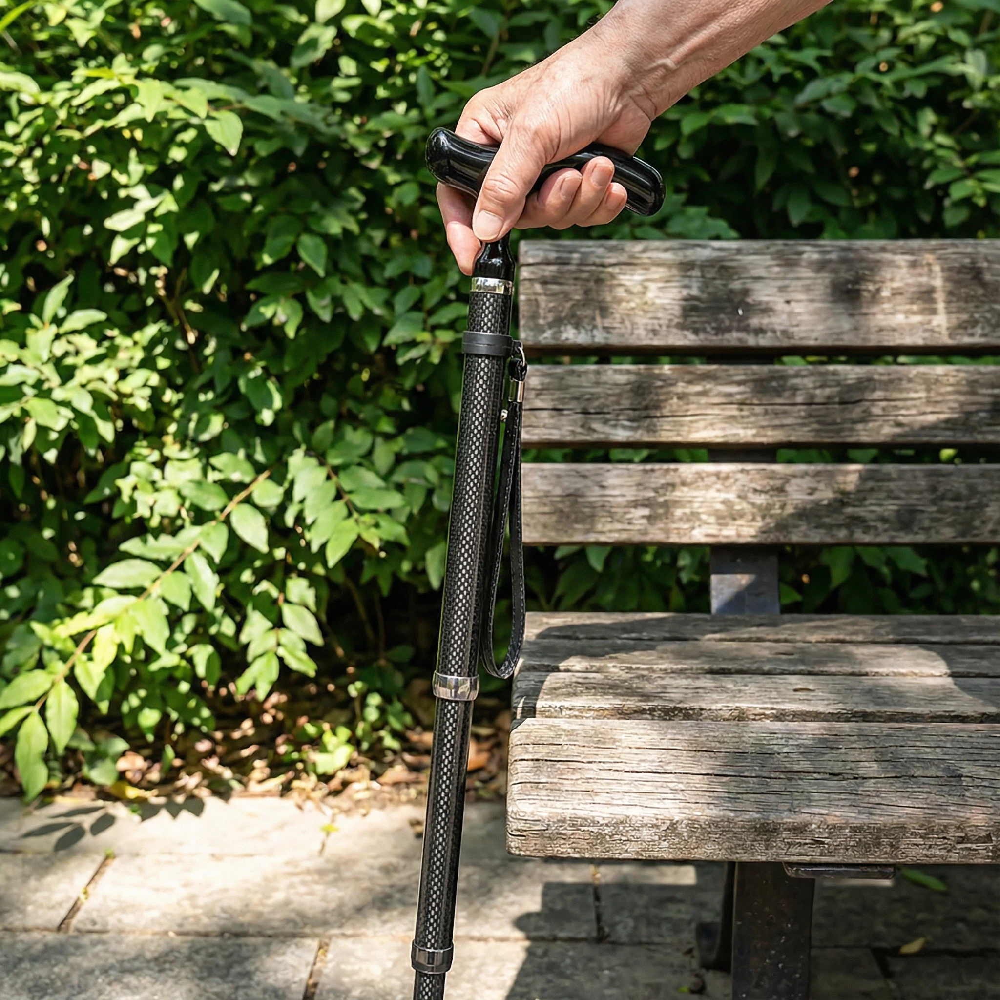 Folding Carbon Fiber Cane 5 Level Adjustable Height