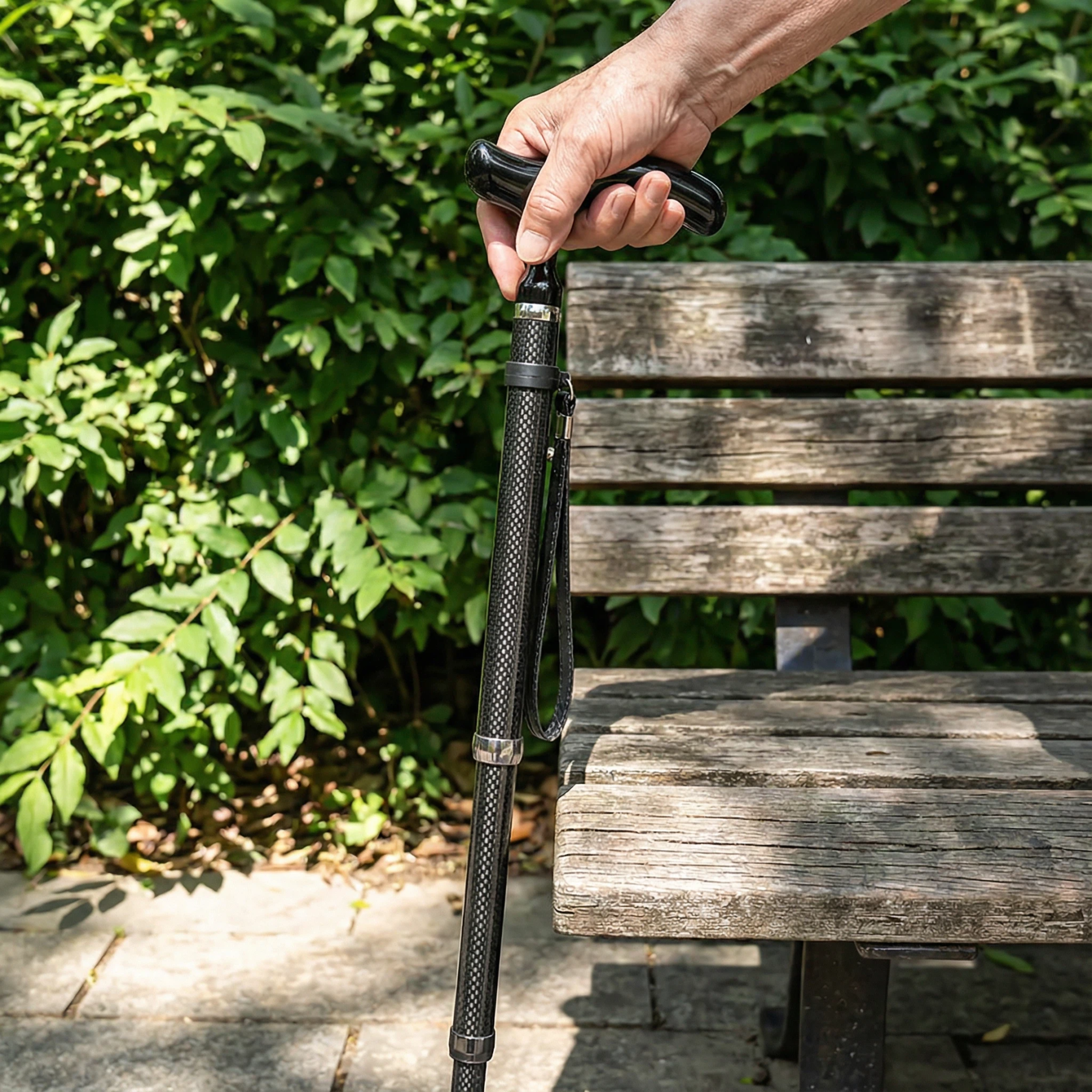 Folding Carbon Fiber Cane 5 Level Adjustable Height