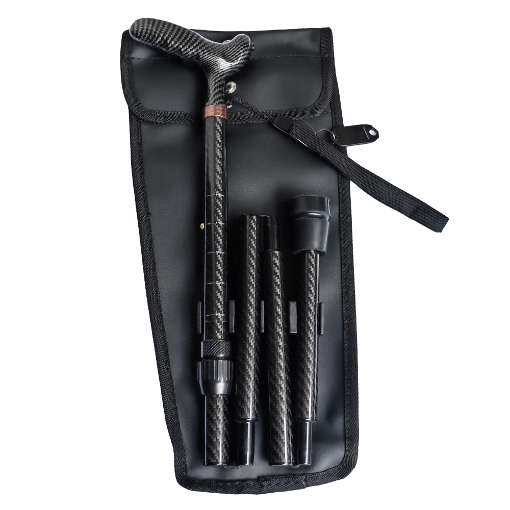 Folding Carbon Fiber Walking Cane with Storage Bag