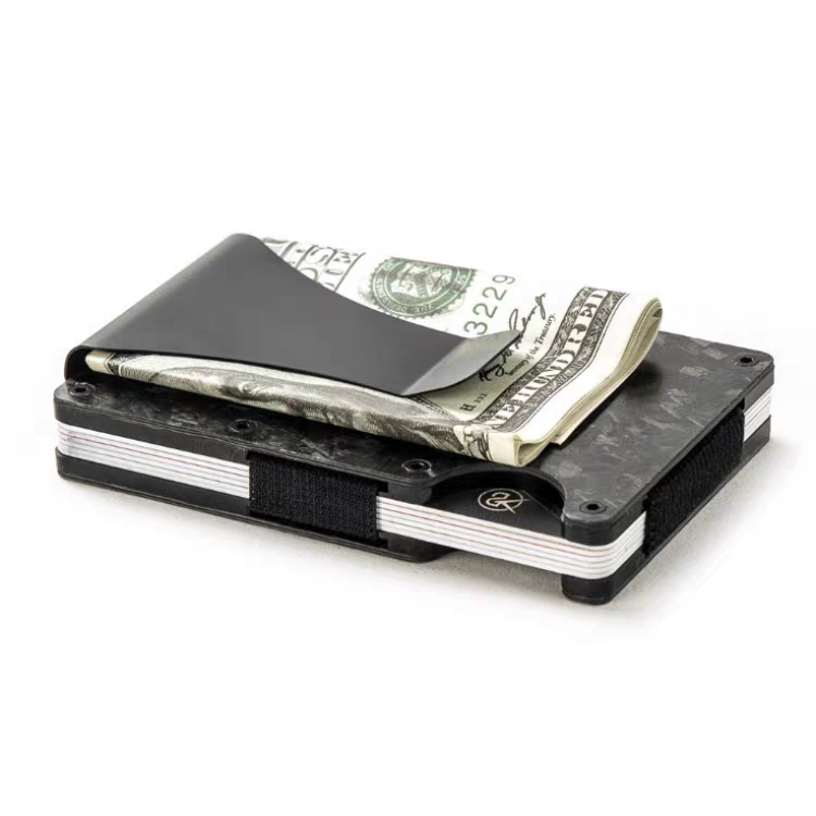 Forged Carbon Fiber Credit Card Holder RFID Blocking Slim Money Clip